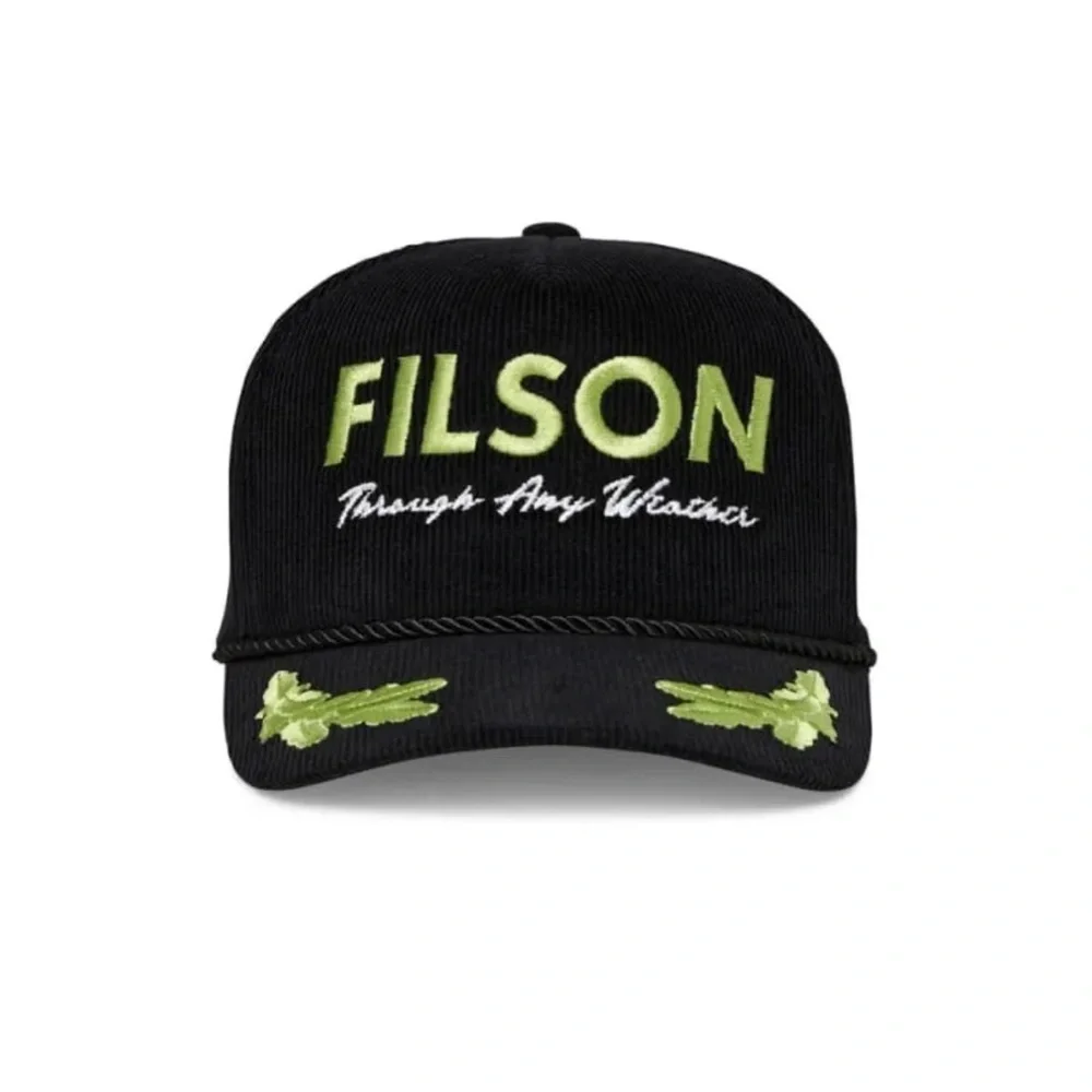 Filson Corduroy Rope Forester Cap Hat Captain “Through Any Weather” Black Green